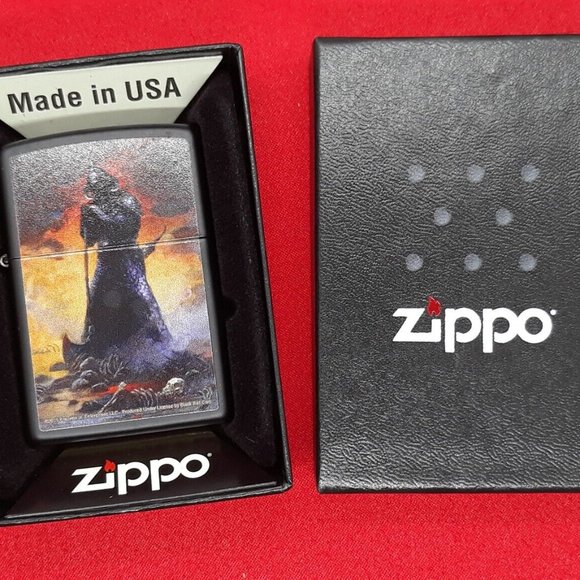 Death Dealer III By Frazetta Authentic Zippo Collectible Black Matte - Picture 2 of 5